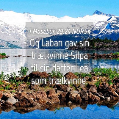Picture 04 - 1 Mosebok 29:24 NORSK - Og Laban gav sin trælkvinne Silpa til sin datter - Bible Verse Picture