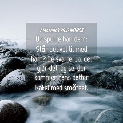 Picture 04 - 1 Mosebok 29:6 NORSK - Da spurte han dem: Står det vel til med ham? De - Bible Verse Picture