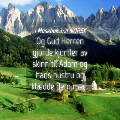 Picture 04 - 1 Mosebok 3:21 NORSK - Og Gud Herren gjorde kjortler av skinn til Adam - Bible Verse Picture