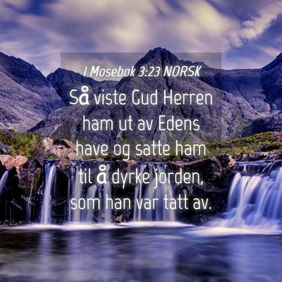 Picture 04 - 1 Mosebok 3:23 NORSK - Så viste Gud Herren ham ut av Edens have og - Bible Verse Picture