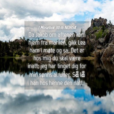 Picture 04 - 1 Mosebok 30:16 NORSK - Da Jakob om aftenen kom hjem fra marken, gikk Lea - Bible Verse Picture
