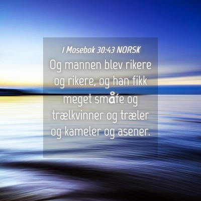 Picture 04 - 1 Mosebok 30:43 NORSK - Og mannen blev rikere og rikere, og han fikk - Bible Verse Picture