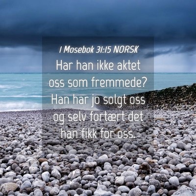 Picture 04 - 1 Mosebok 31:15 NORSK - Har han ikke aktet oss som fremmede? Han har jo - Bible Verse Picture