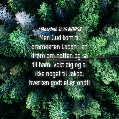 Picture 04 - 1 Mosebok 31:24 NORSK - Men Gud kom til arameeren Laban i en drøm om - Bible Verse Picture
