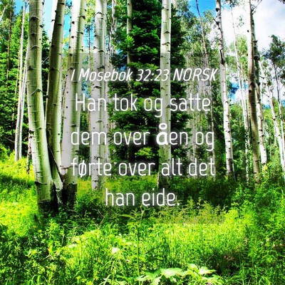 Picture 04 - 1 Mosebok 32:23 NORSK - Han tok og satte dem over åen og førte over alt - Bible Verse Picture
