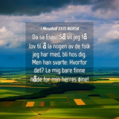 Picture 04 - 1 Mosebok 33:15 NORSK - Da sa Esau: Så vil jeg få lov til å la nogen - Bible Verse Picture