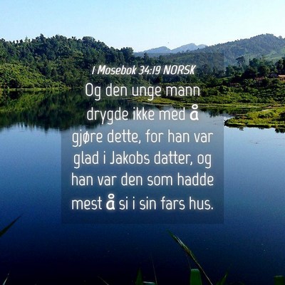 Picture 04 - 1 Mosebok 34:19 NORSK - Og den unge mann drygde ikke med å gjøre dette, - Bible Verse Picture