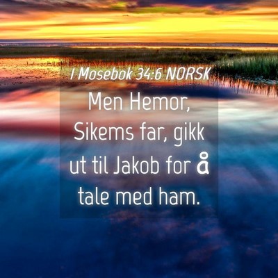 Picture 04 - 1 Mosebok 34:6 NORSK - Men Hemor, Sikems far, gikk ut til Jakob for å - Bible Verse Picture