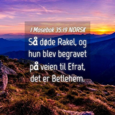 Picture 04 - 1 Mosebok 35:19 NORSK - Så døde Rakel, og hun blev begravet på veien - Bible Verse Picture