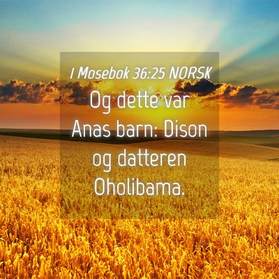 Picture 04 - 1 Mosebok 36:25 NORSK - Og dette var Anas barn: Dison og datteren - Bible Verse Picture