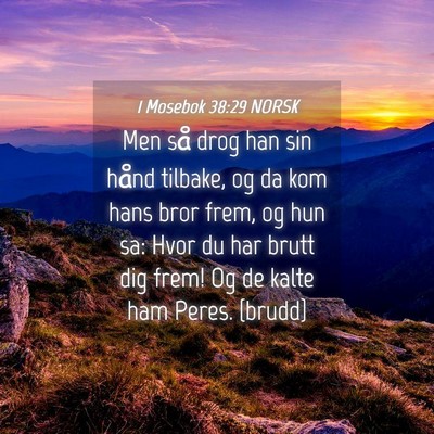 Picture 04 - 1 Mosebok 38:29 NORSK - Men så drog han sin hånd tilbake, og da kom - Bible Verse Picture