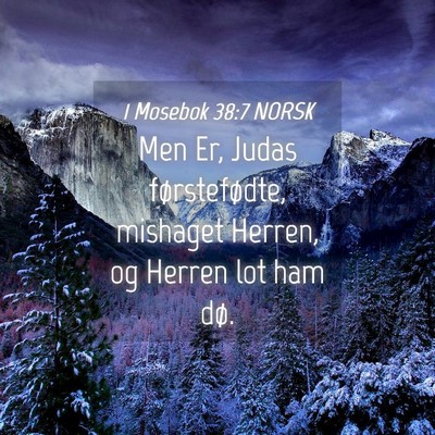 Picture 04 - 1 Mosebok 38:7 NORSK - Men Er, Judas førstefødte, mishaget Herren, og - Bible Verse Picture