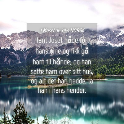 Picture 04 - 1 Mosebok 39:4 NORSK - fant Josef nåde for hans øine og fikk gå ham - Bible Verse Picture