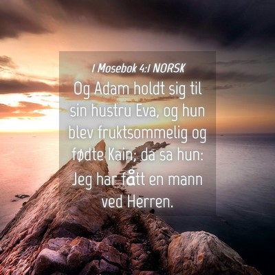 Picture 04 - 1 Mosebok 4:1 NORSK - Og Adam holdt sig til sin hustru Eva, og hun blev - Bible Verse Picture