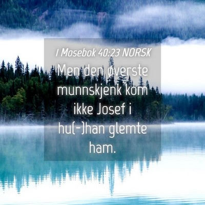 Picture 04 - 1 Mosebok 40:23 NORSK - Men den øverste munnskjenk kom ikke Josef i - Bible Verse Picture