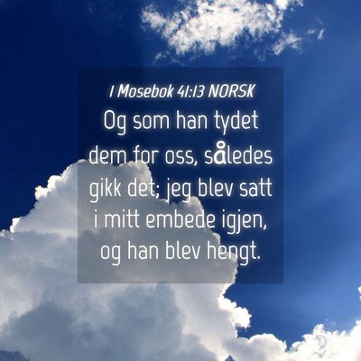 Picture 04 - 1 Mosebok 41:13 NORSK - Og som han tydet dem for oss, således gikk det; - Bible Verse Picture