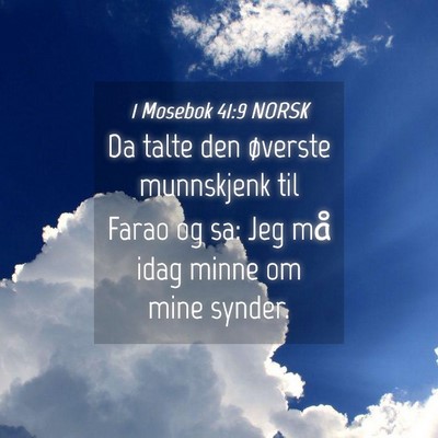 Picture 04 - 1 Mosebok 41:9 NORSK - Da talte den øverste munnskjenk til Farao og sa: - Bible Verse Picture