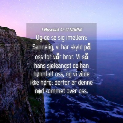 Picture 04 - 1 Mosebok 42:21 NORSK - Og de sa sig imellem: Sannelig, vi har skyld på - Bible Verse Picture