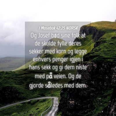 Picture 04 - 1 Mosebok 42:25 NORSK - Og Josef bød sine folk at de skulde fylle deres - Bible Verse Picture