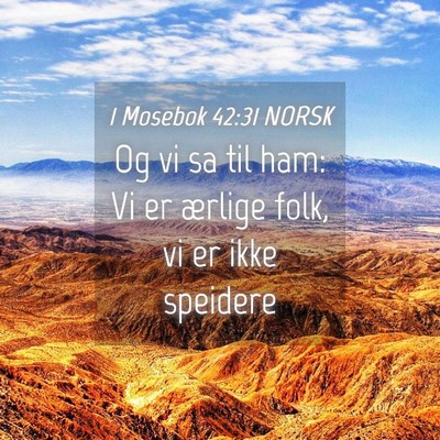 Picture 04 - 1 Mosebok 42:31 NORSK - Og vi sa til ham: Vi er ærlige folk, vi er ikke - Bible Verse Picture