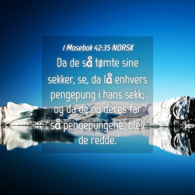 Picture 04 - 1 Mosebok 42:35 NORSK - Da de så tømte sine sekker, se, da lå enhvers - Bible Verse Picture