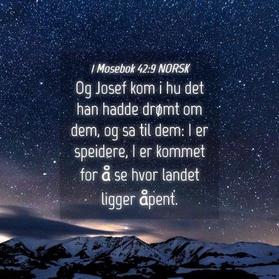 Picture 04 - 1 Mosebok 42:9 NORSK - Og Josef kom i hu det han hadde drømt om dem, og - Bible Verse Picture