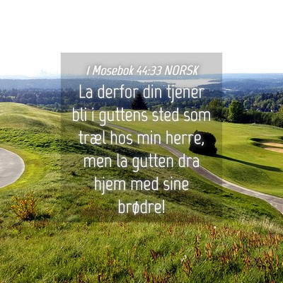 Picture 04 - 1 Mosebok 44:33 NORSK - La derfor din tjener bli i guttens sted som træl - Bible Verse Picture
