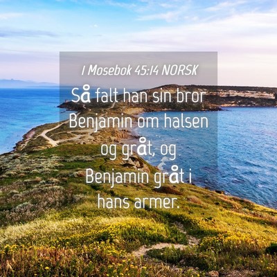 Picture 04 - 1 Mosebok 45:14 NORSK - Så falt han sin bror Benjamin om halsen og - Bible Verse Picture