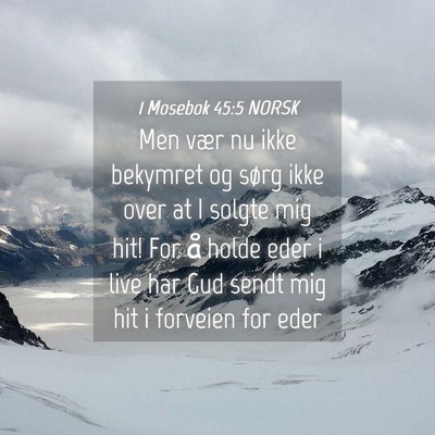 Picture 04 - 1 Mosebok 45:5 NORSK - Men vær nu ikke bekymret og sørg ikke over at I - Bible Verse Picture