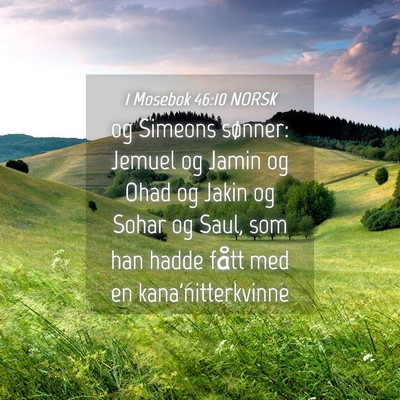 Picture 04 - 1 Mosebok 46:10 NORSK - og Simeons sønner: Jemuel og Jamin og Ohad og - Bible Verse Picture