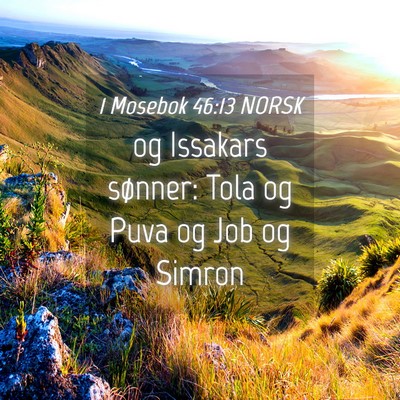 Picture 04 - 1 Mosebok 46:13 NORSK - og Issakars sønner: Tola og Puva og Job og - Bible Verse Picture