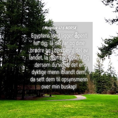 Picture 04 - 1 Mosebok 47:6 NORSK - Egyptens land ligger åpent for dig; la din far - Bible Verse Picture