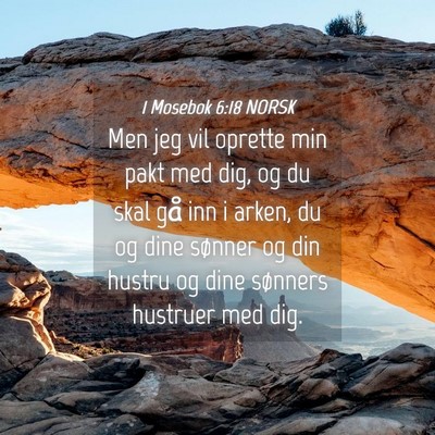 Picture 04 - 1 Mosebok 6:18 NORSK - Men jeg vil oprette min pakt med dig, og du skal - Bible Verse Picture
