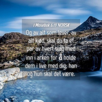 Picture 04 - 1 Mosebok 6:19 NORSK - Og av alt som lever, av alt kjød, skal du ta et - Bible Verse Picture