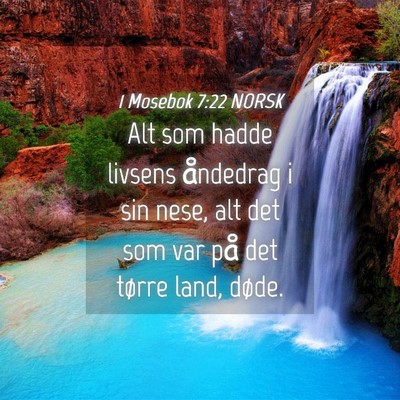 Picture 04 - 1 Mosebok 7:22 NORSK - Alt som hadde livsens åndedrag i sin nese, alt - Bible Verse Picture