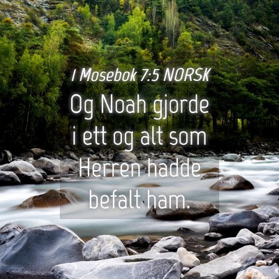 Picture 04 - 1 Mosebok 7:5 NORSK - Og Noah gjorde i ett og alt som Herren hadde - Bible Verse Picture
