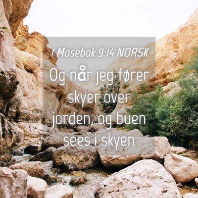 Picture 04 - 1 Mosebok 9:14 NORSK - Og når jeg fører skyer over jorden, og buen - Bible Verse Picture