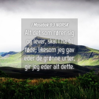 Picture 04 - 1 Mosebok 9:3 NORSK - Alt det som rører sig og lever, skal I ha til - Bible Verse Picture