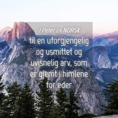 Picture 04 - 1 Peter 1:4 NORSK - til en uforgjengelig og usmittet og uvisnelig - Bible Verse Picture