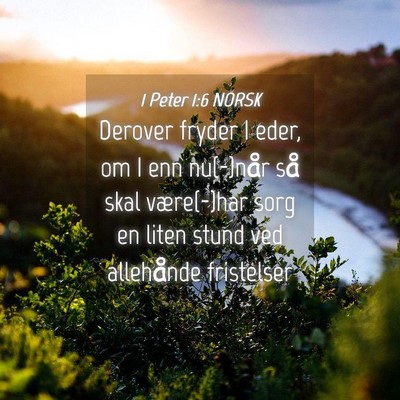 Picture 04 - 1 Peter 1:6 NORSK - Derover fryder I eder, om I enn nu(-)når så - Bible Verse Picture