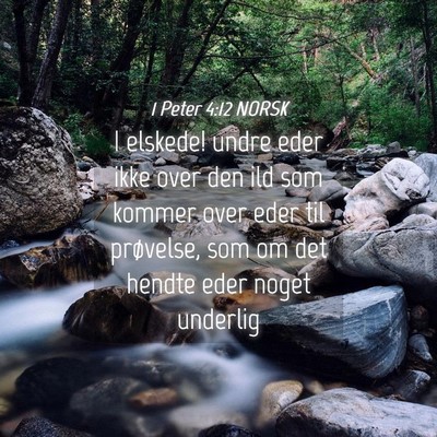 Picture 04 - 1 Peter 4:12 NORSK - I elskede! undre eder ikke over den ild som - Bible Verse Picture