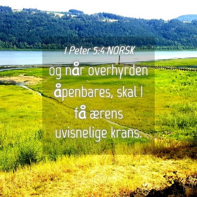 Picture 04 - 1 Peter 5:4 NORSK - og når overhyrden åpenbares, skal I få ærens - Bible Verse Picture