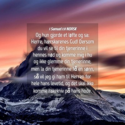 Picture 04 - 1 Samuel 1:11 NORSK - Og hun gjorde et løfte og sa: Herre, - Bible Verse Picture