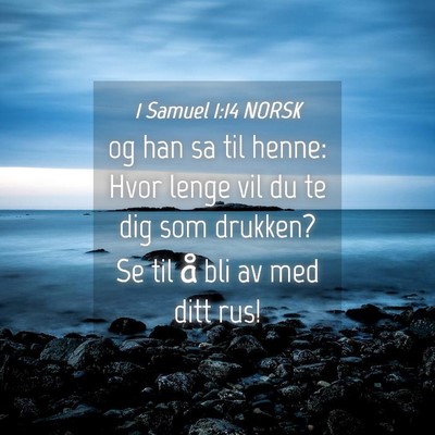 Picture 04 - 1 Samuel 1:14 NORSK - og han sa til henne: Hvor lenge vil du te dig som - Bible Verse Picture