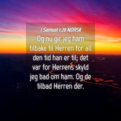 Picture 04 - 1 Samuel 1:28 NORSK - Og nu gir jeg ham tilbake til Herren for all den - Bible Verse Picture
