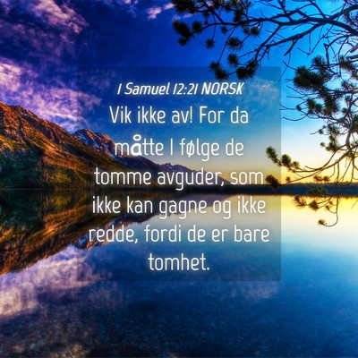 Picture 04 - 1 Samuel 12:21 NORSK - Vik ikke av! For da måtte I følge de tomme - Bible Verse Picture