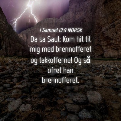 Picture 04 - 1 Samuel 13:9 NORSK - Da sa Saul: Kom hit til mig med brennofferet og - Bible Verse Picture