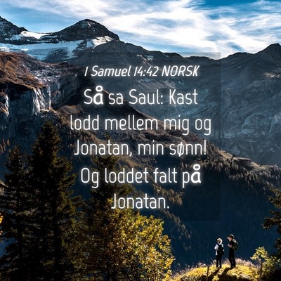 Picture 04 - 1 Samuel 14:42 NORSK - Så sa Saul: Kast lodd mellem mig og Jonatan, min - Bible Verse Picture