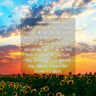 Picture 04 - 1 Samuel 14:45 NORSK - Men folket sa til Saul: Skulde Jonatan dø, han - Bible Verse Picture