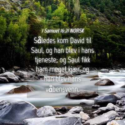 Picture 04 - 1 Samuel 16:21 NORSK - Således kom David til Saul, og han blev i hans - Bible Verse Picture